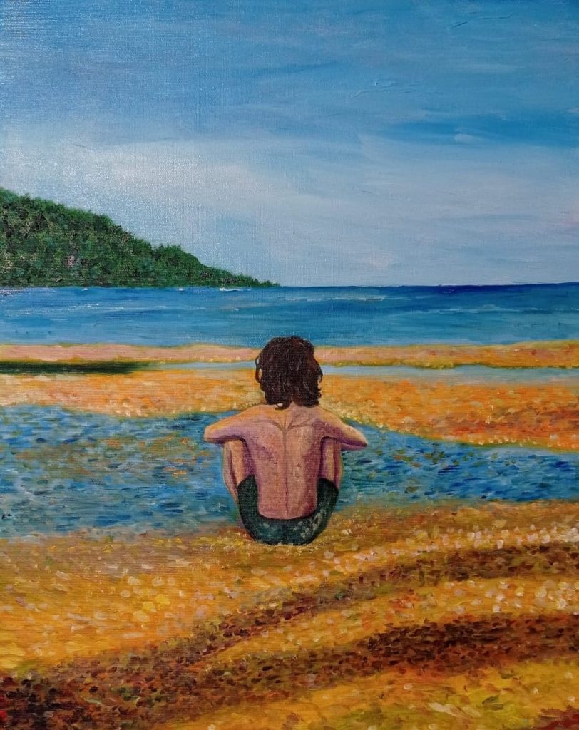 ציור אדם, אקריליק על בד 40X30 (נמכר )