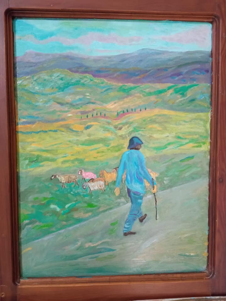 ציור רועים רחוק, שמן על עץ, 60X40 (נמכר)